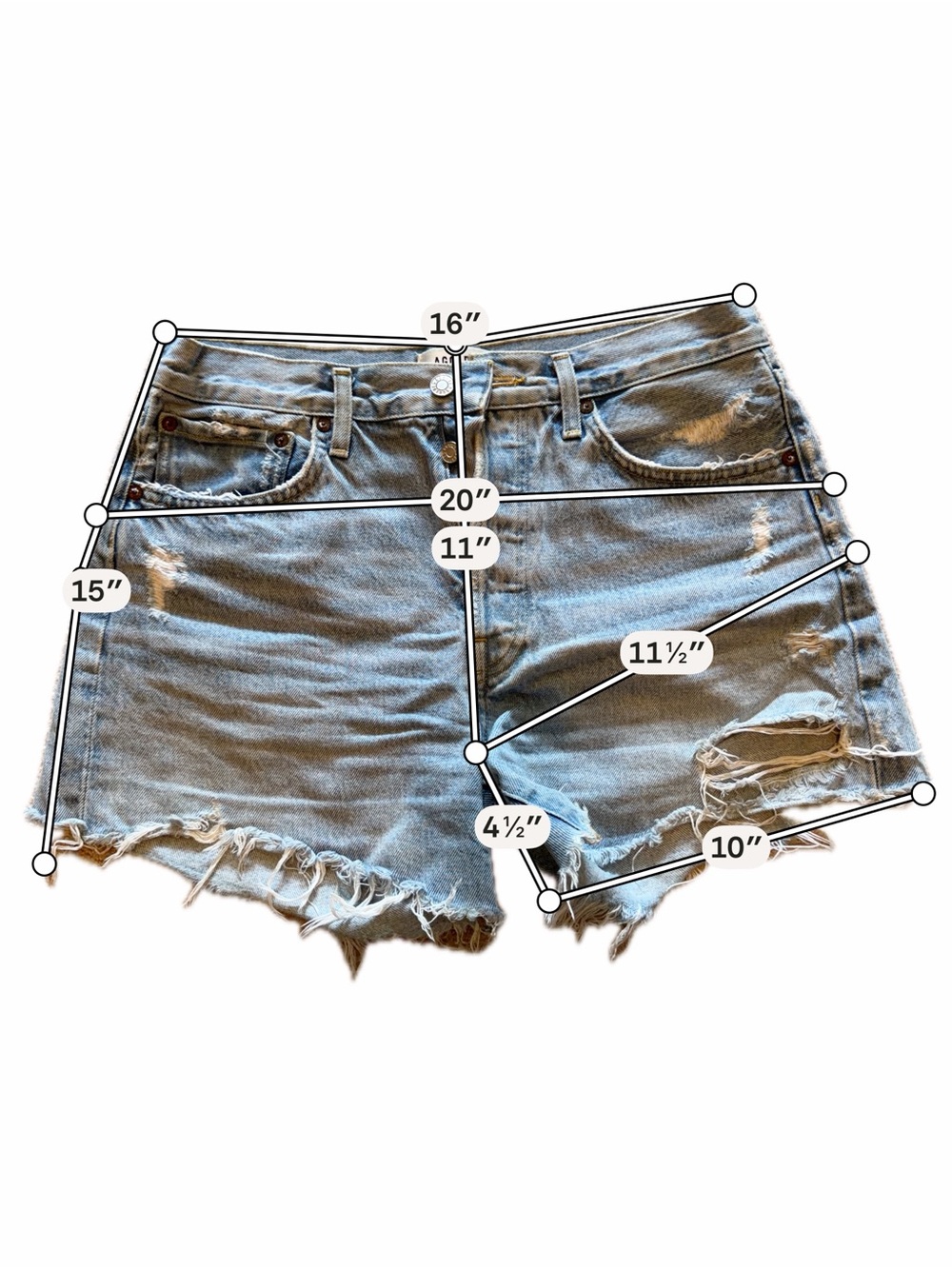 Agolde Light Blue Distressed High-Rise Denim Shorts